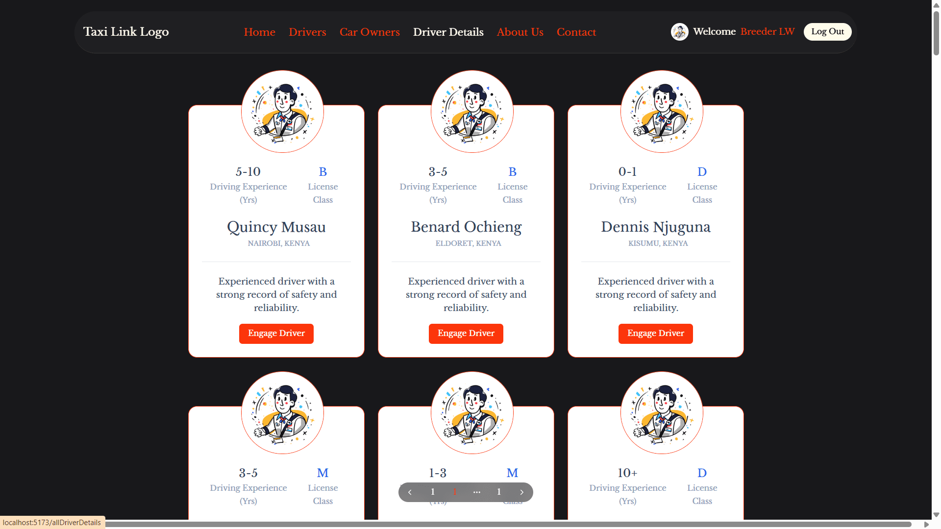 Driver Profile Page