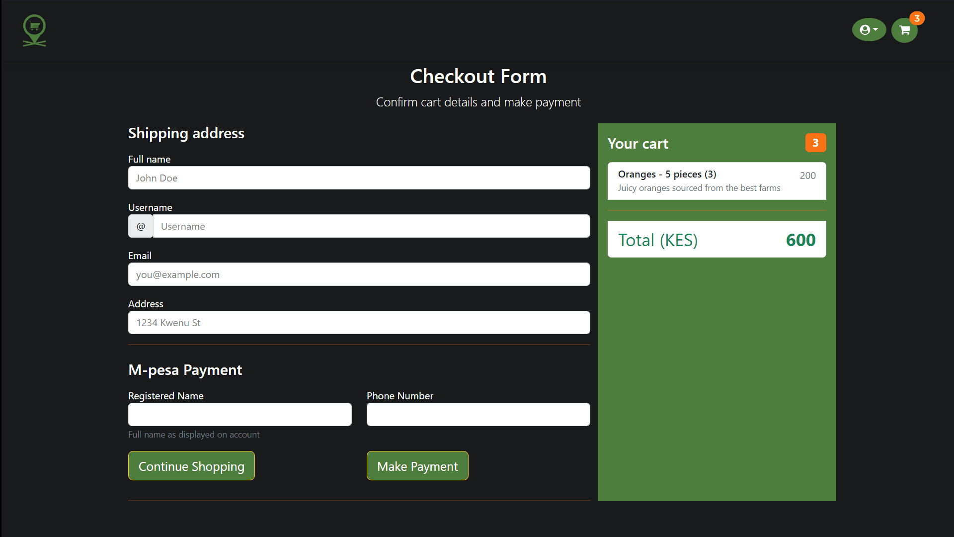 Shopping Cart and Checkout
